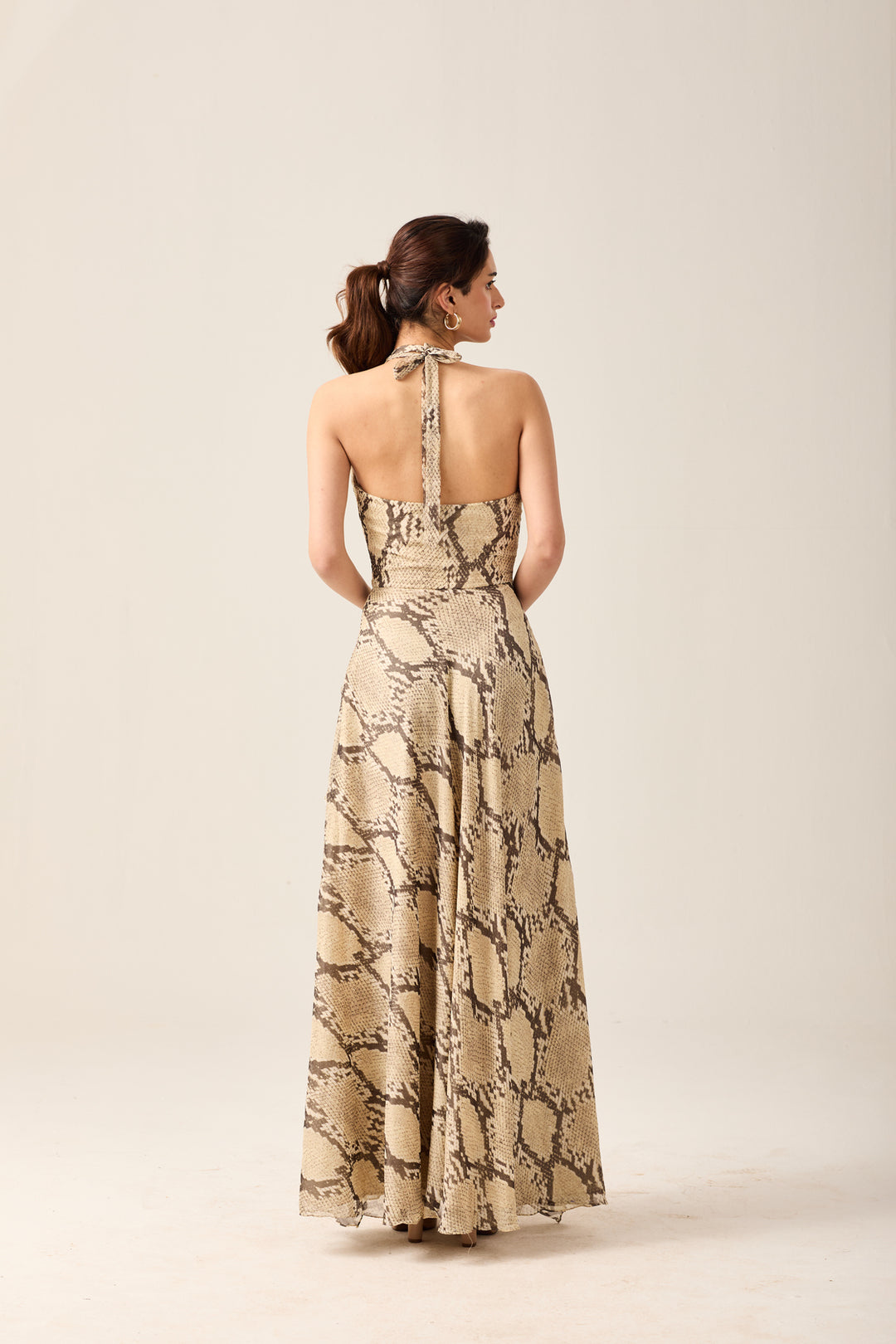 Snake Print Ruffle Maxi Dress