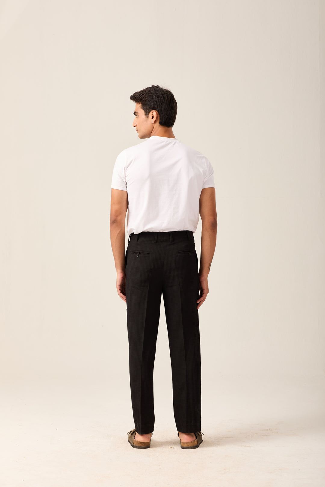 Black Textured Formal Trousers