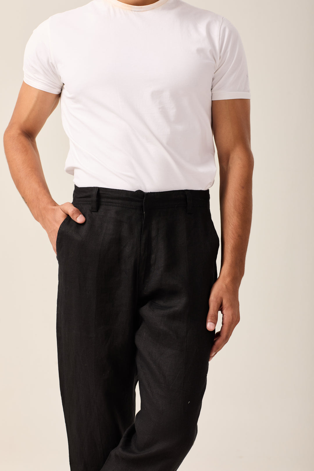 Classic Black Linen Trousers
