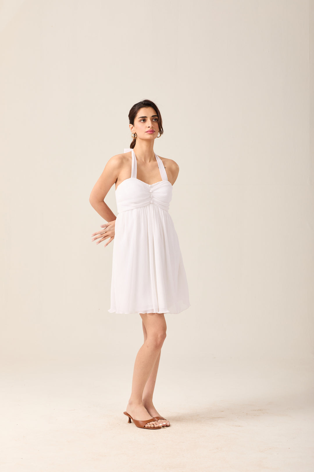 White Halter Mini Dress