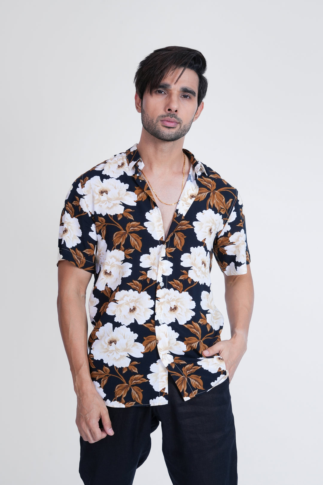 Midnight Bloom Resort Shirt