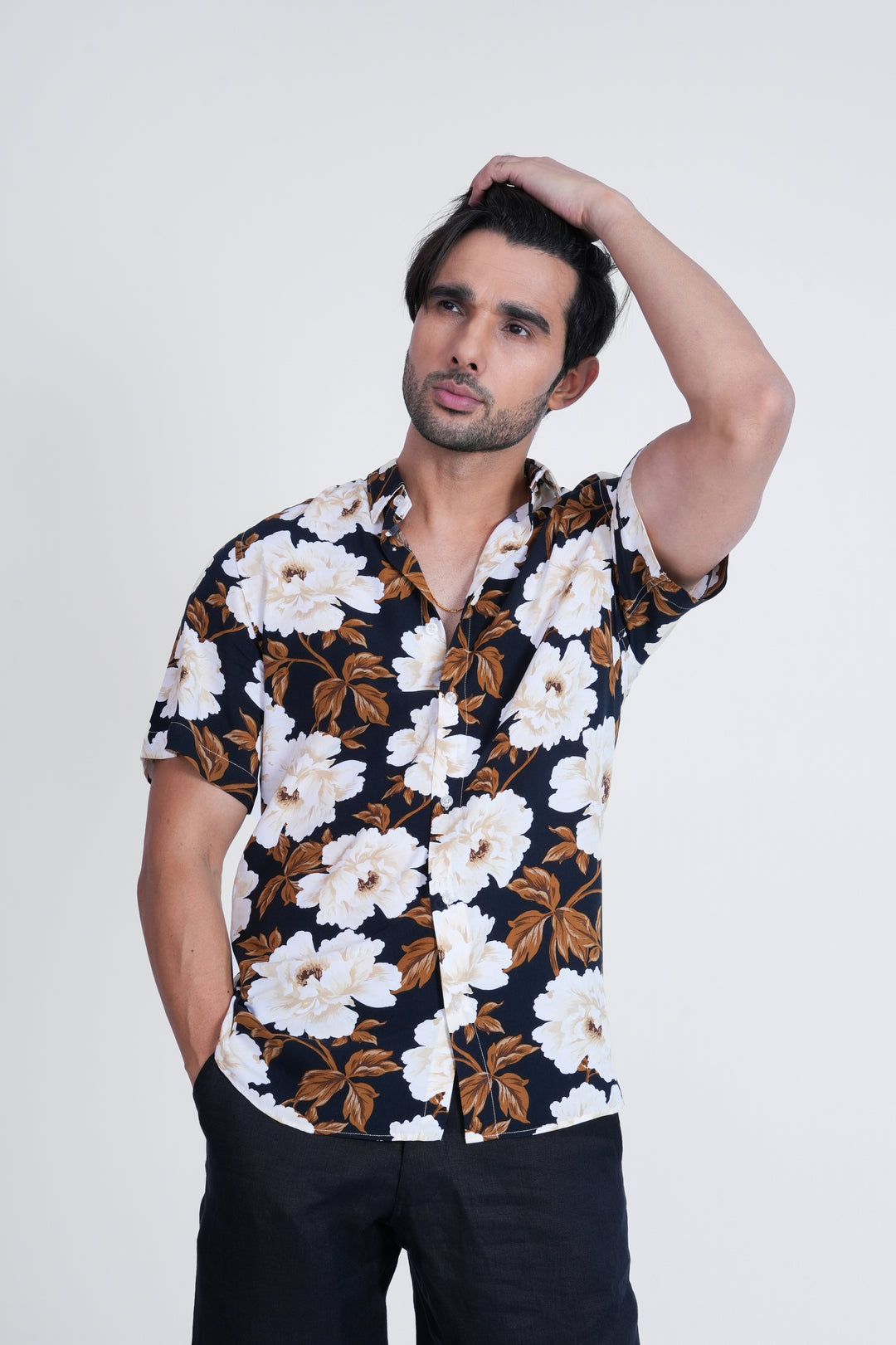 Midnight Bloom Resort Shirt