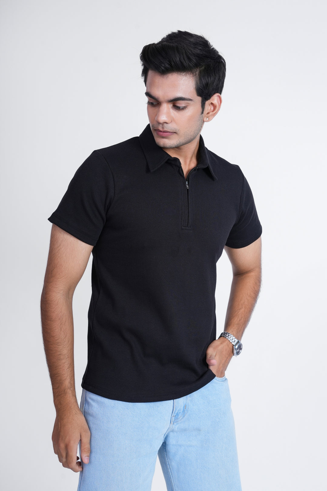 Black Zip Polo