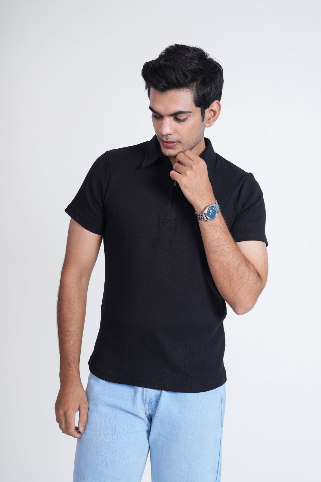 Black Zip Polo