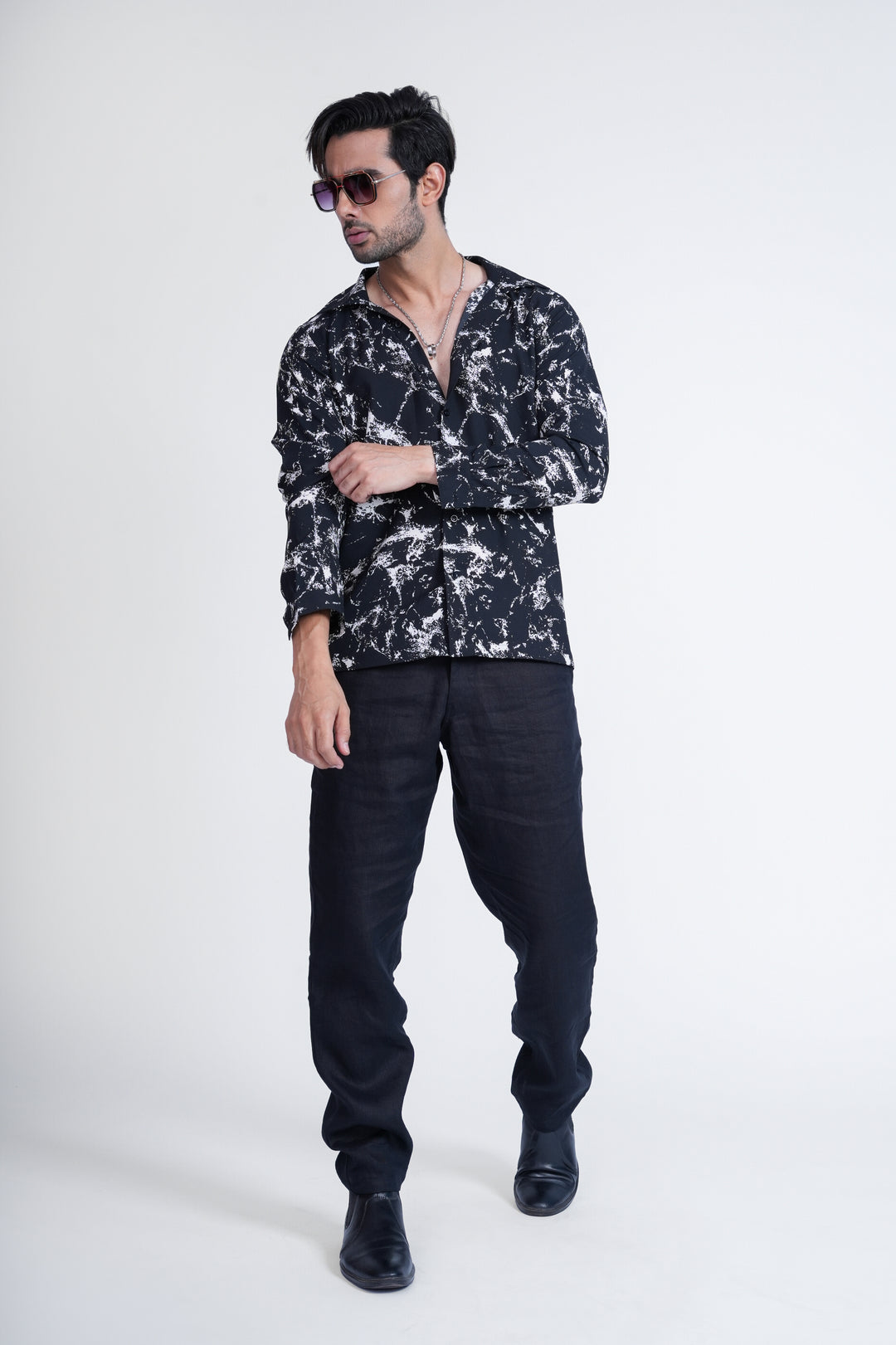 Black Abstract Print Shirt