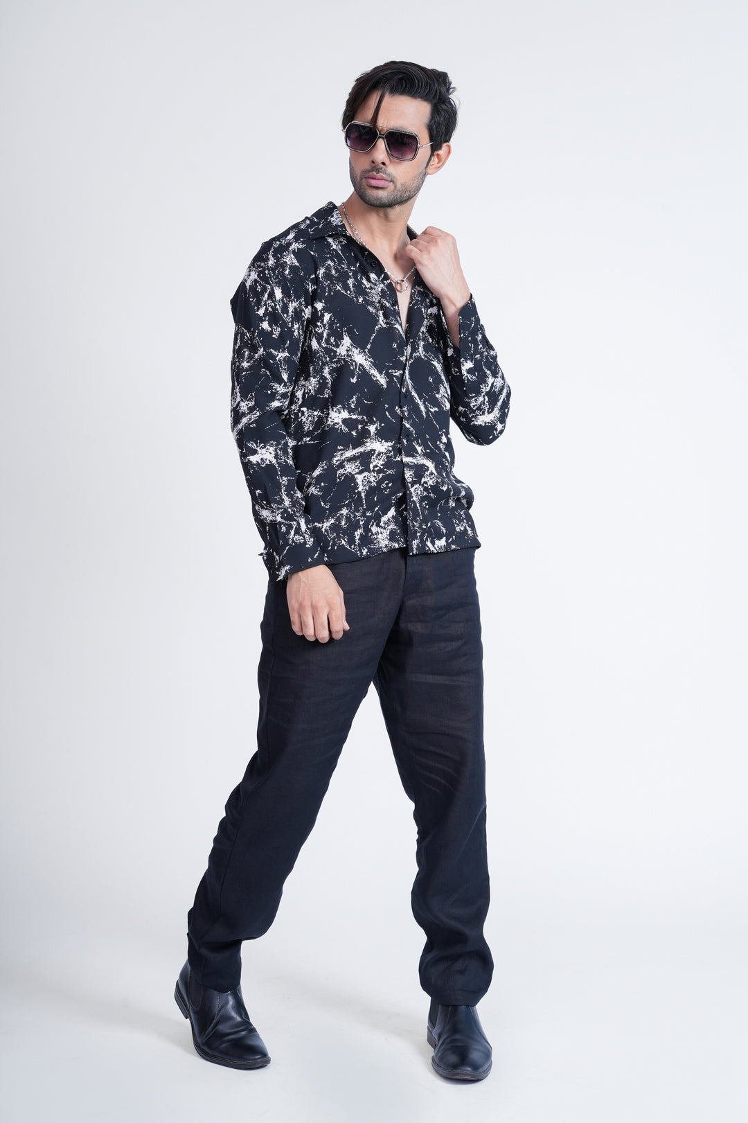 Black Abstract Print Shirt