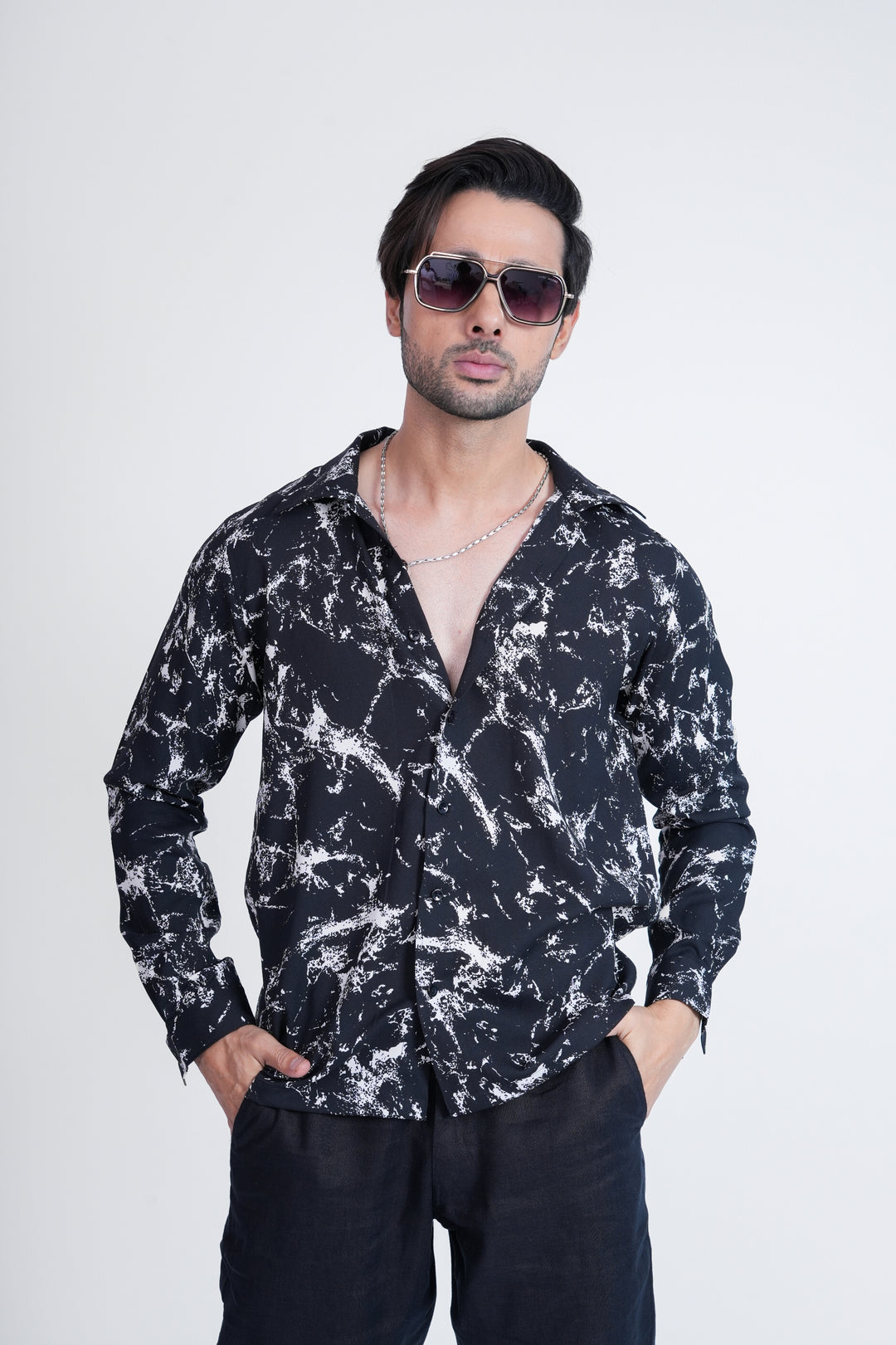Black Abstract Print Shirt