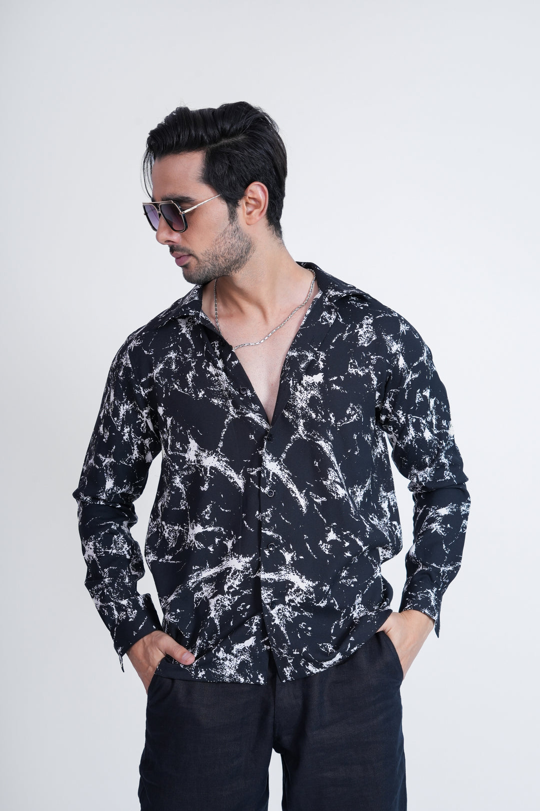 Black Abstract Print Shirt