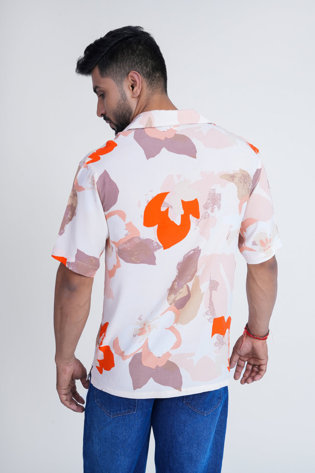 Peach Abstract Print Shirt