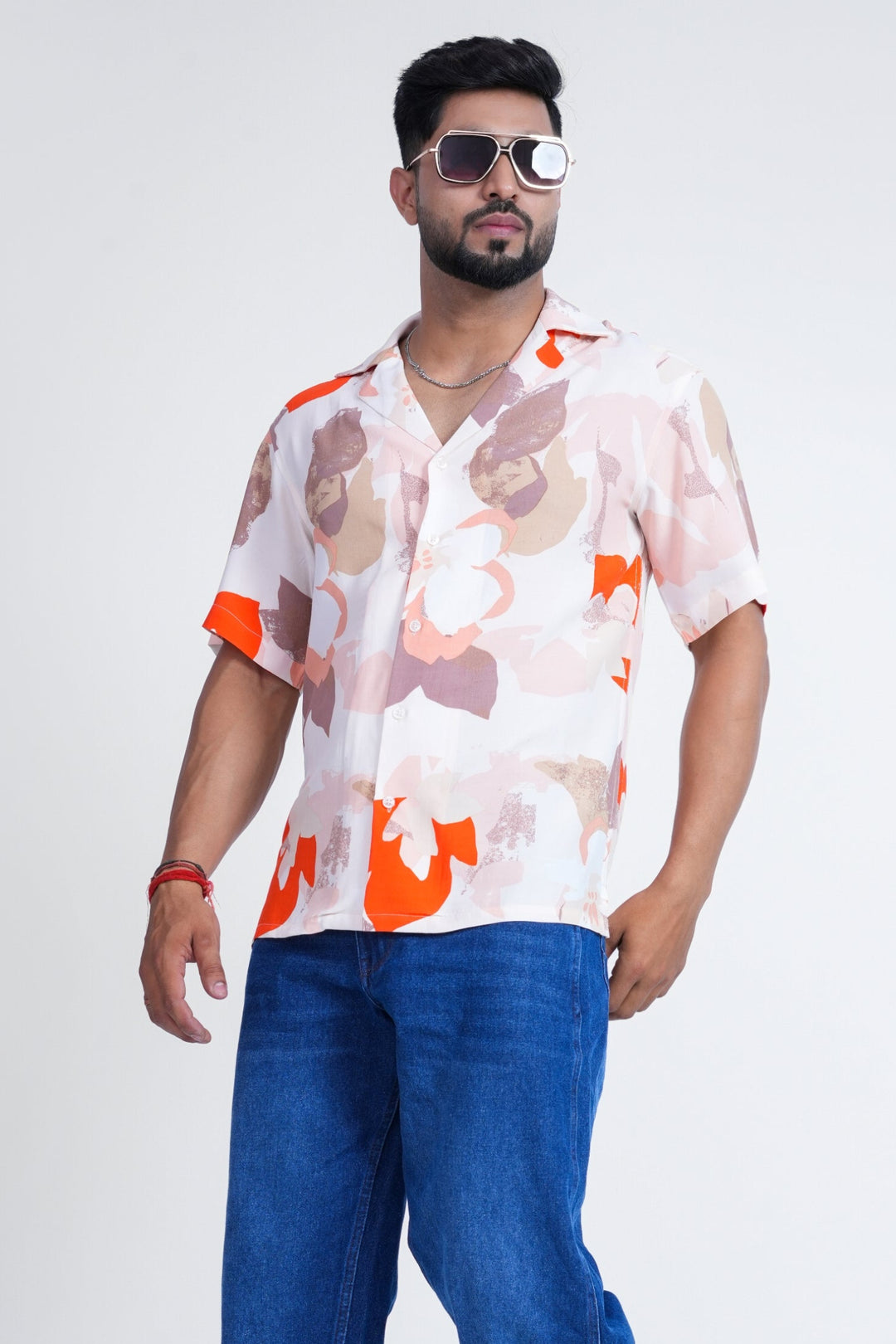 Peach Abstract Print Shirt