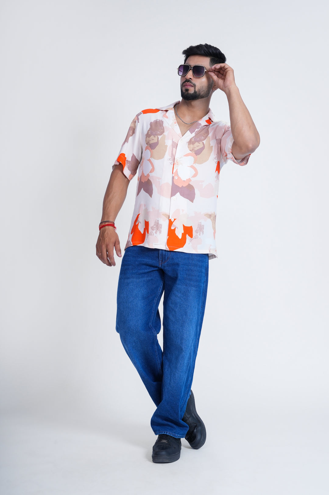 Peach Abstract Print Shirt