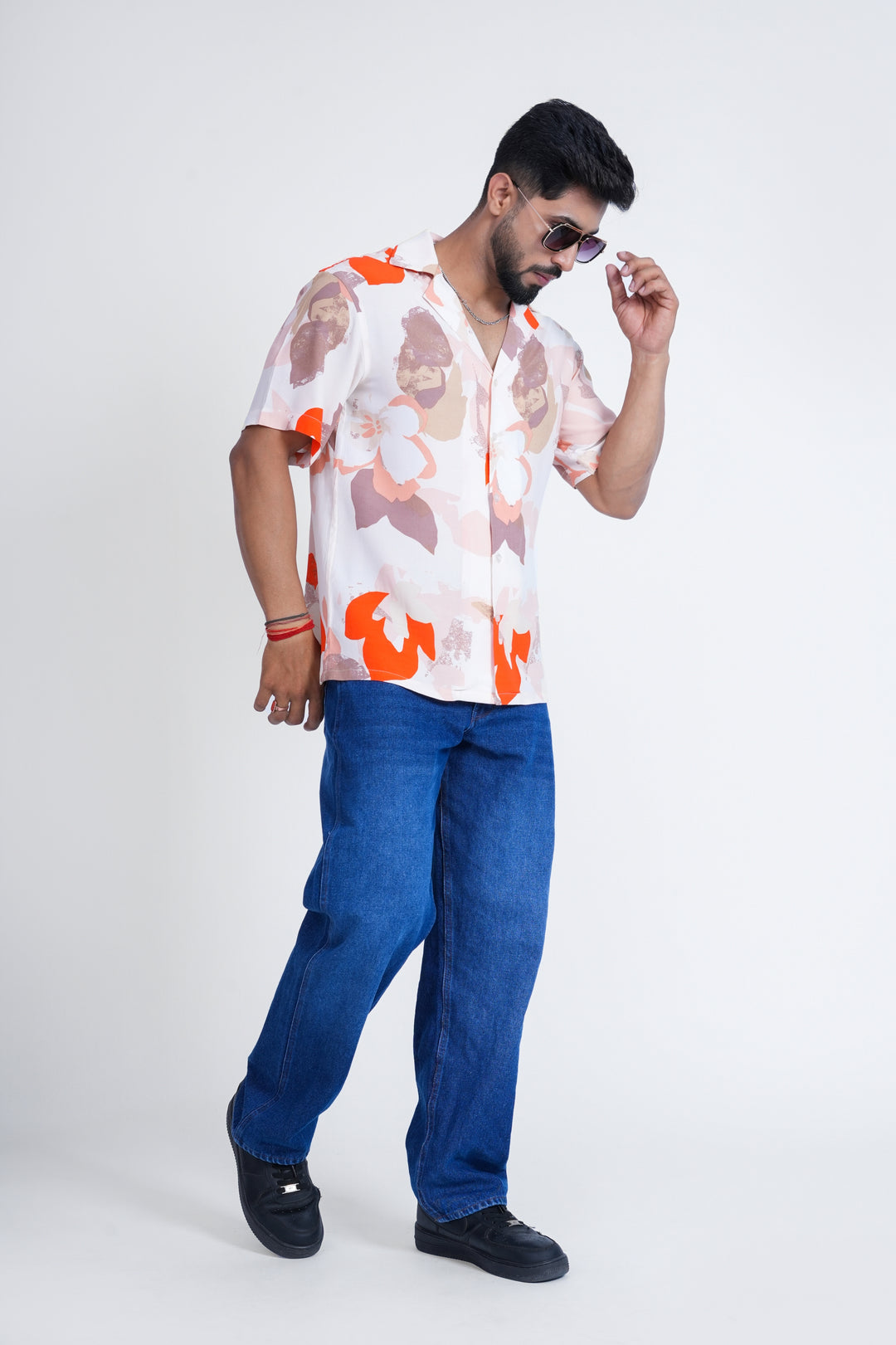 Peach Abstract Print Shirt