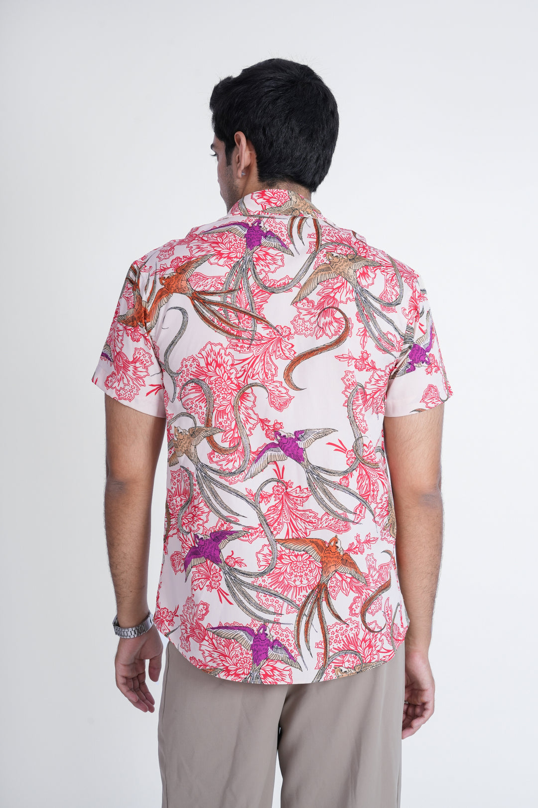 Ivory & Red Printed Short-Sleeve Shirt