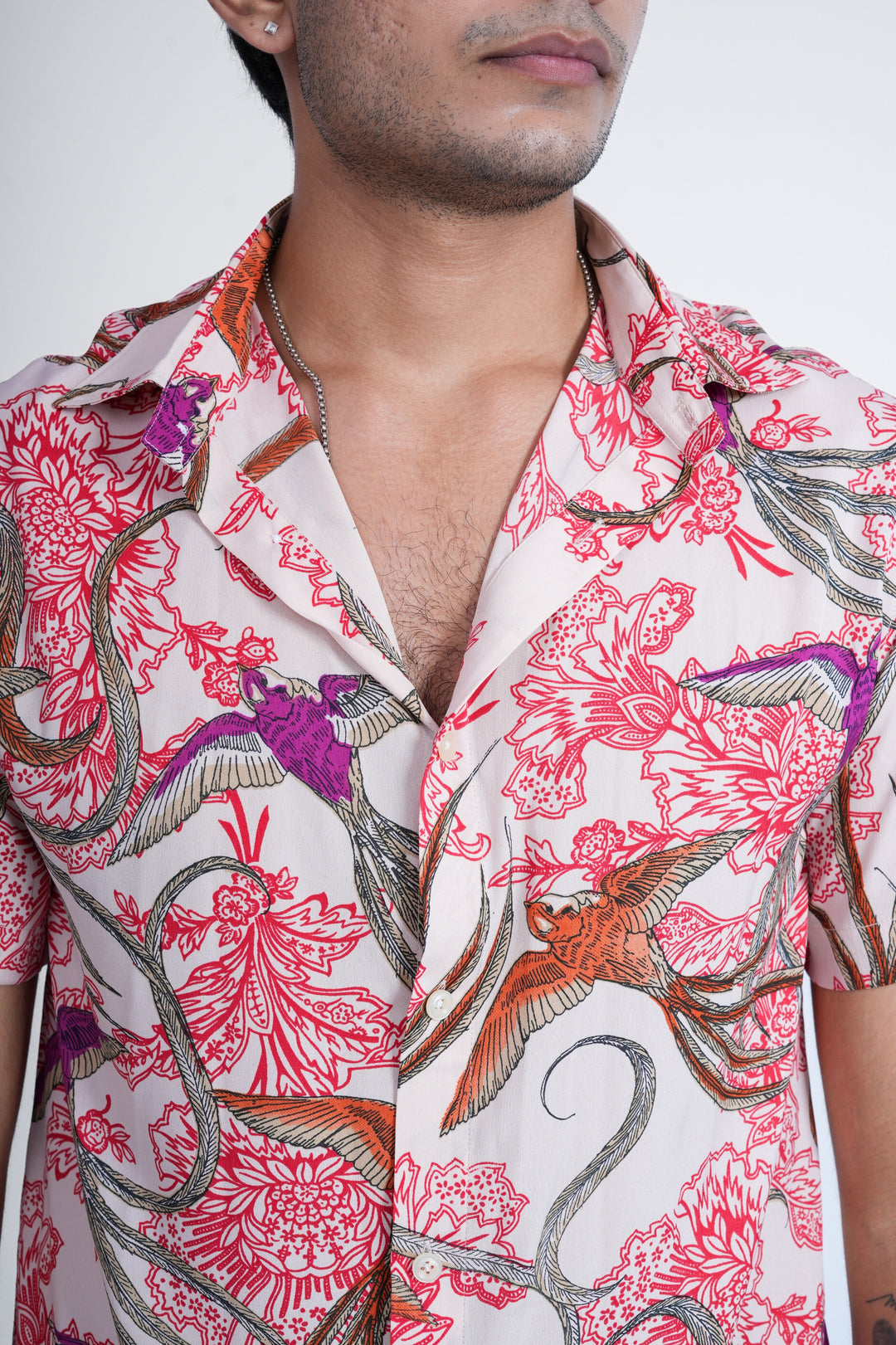 Ivory & Red Printed Short-Sleeve Shirt