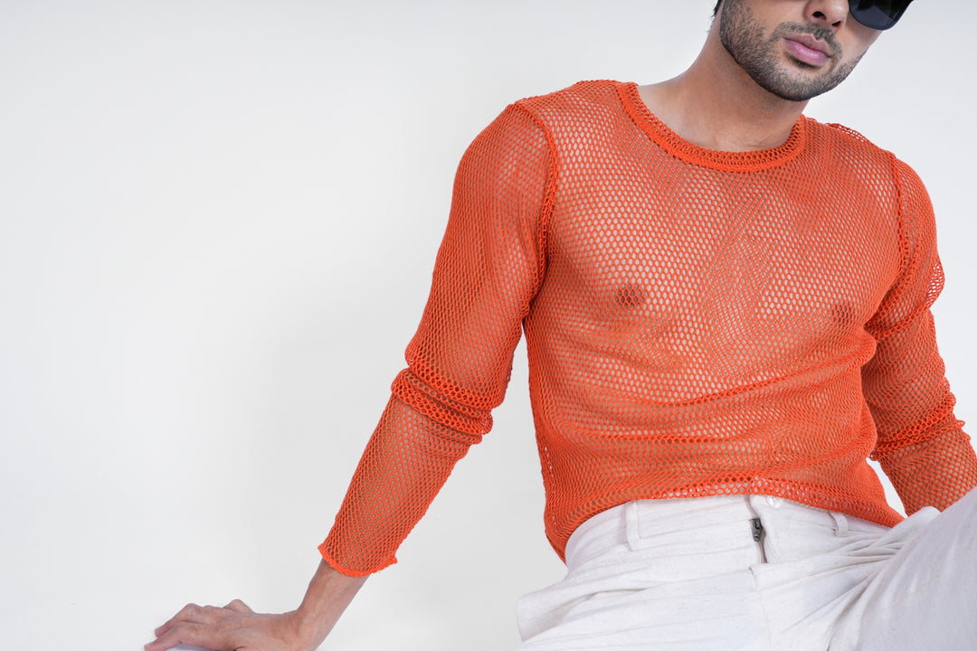 Rust Mesh Knit t-shirt