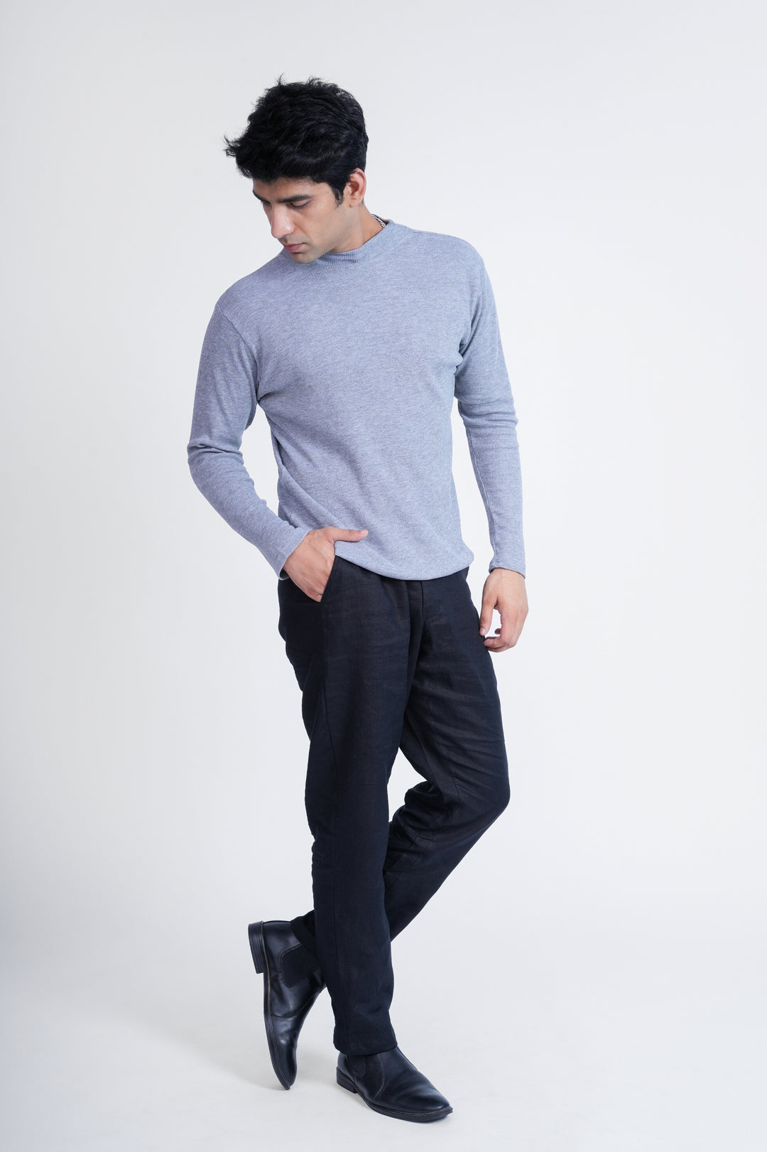 Ash Grey Minimal Knit T-shirt