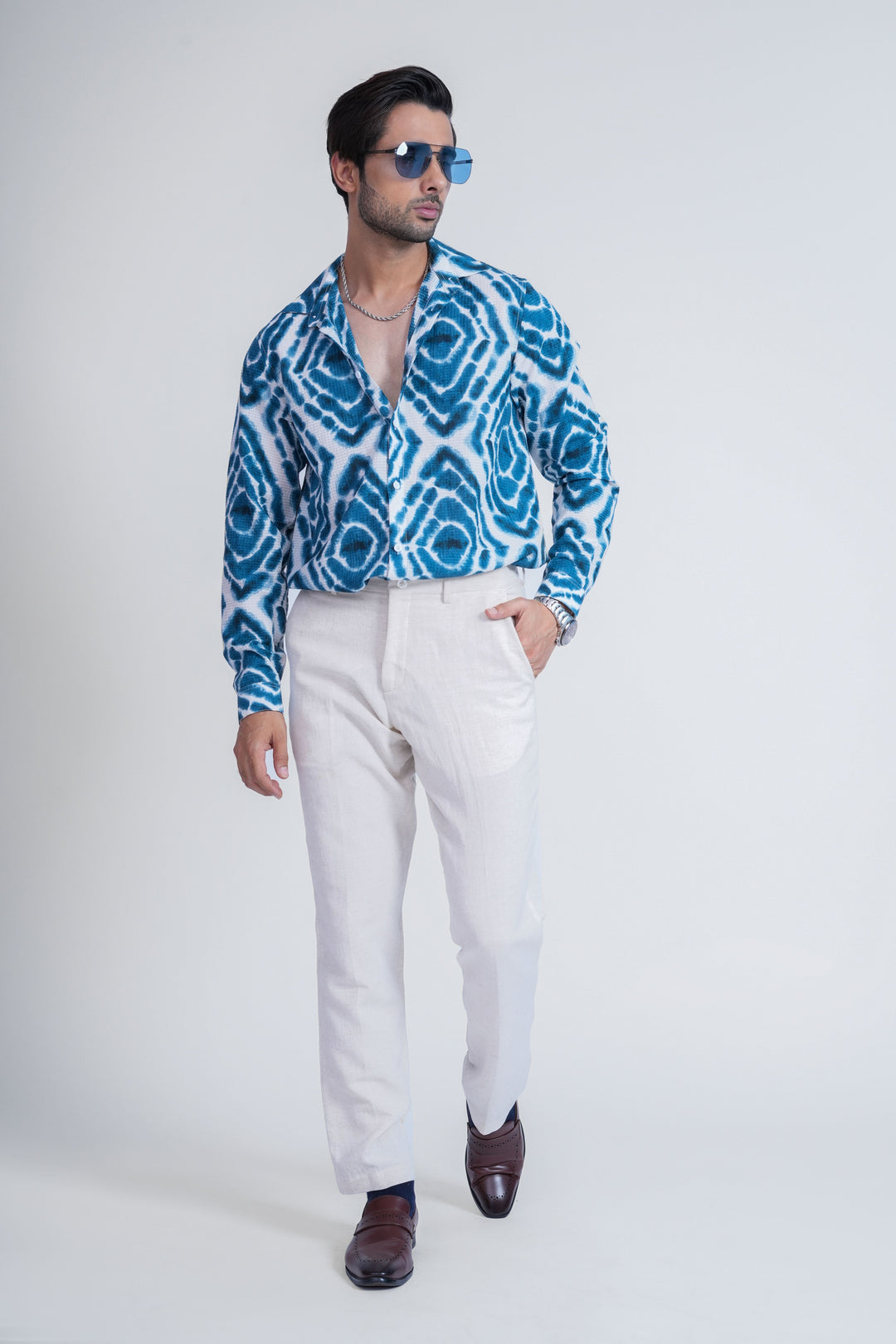 Azure Wave Printed Shirt