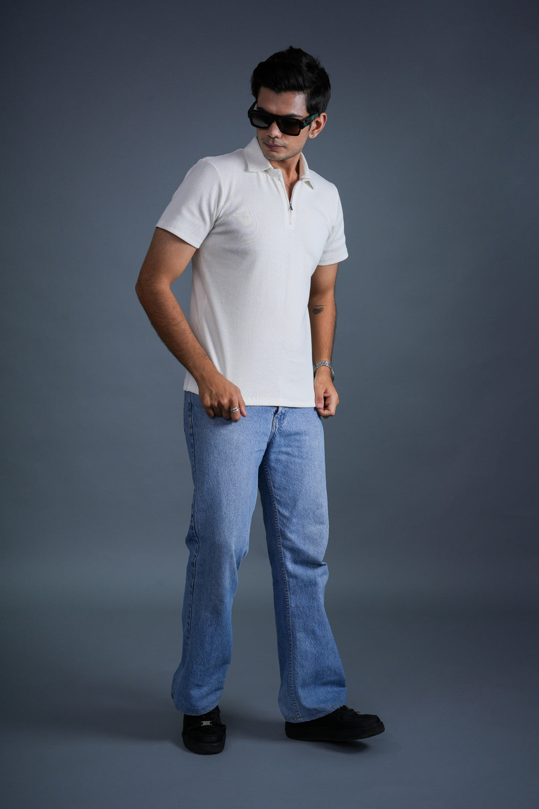 Ivory Zip Knit Polo