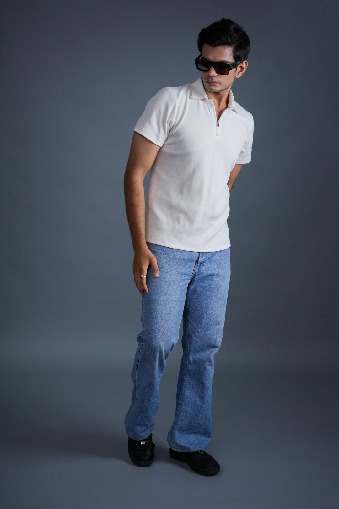 Ivory Zip Knit Polo