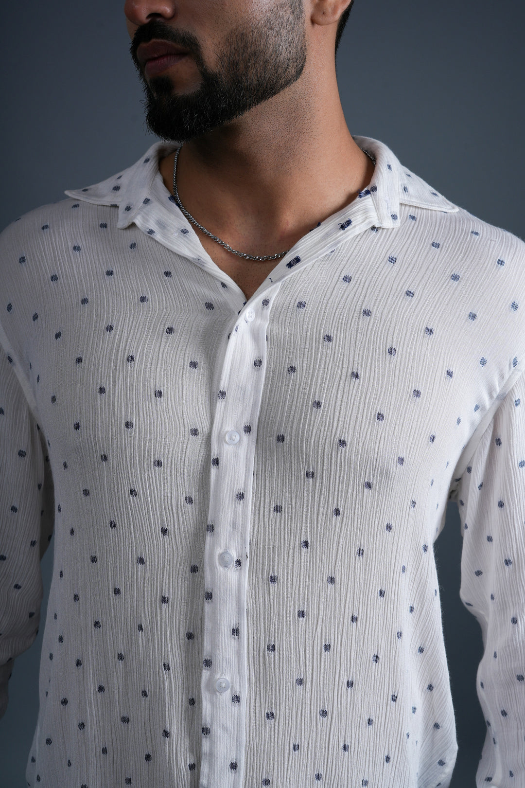 Textured White Casual Shirt