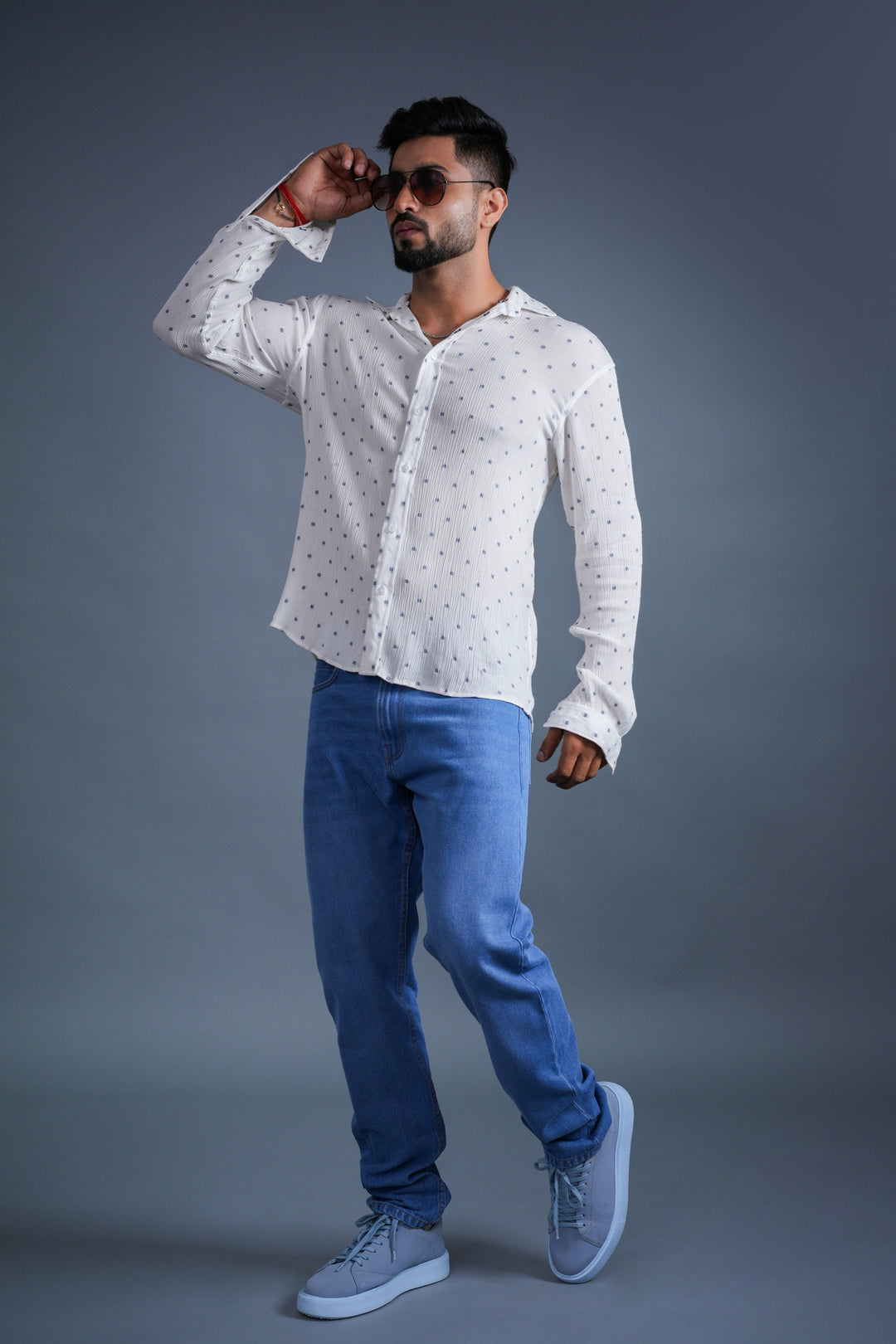 Textured White Casual Shirt