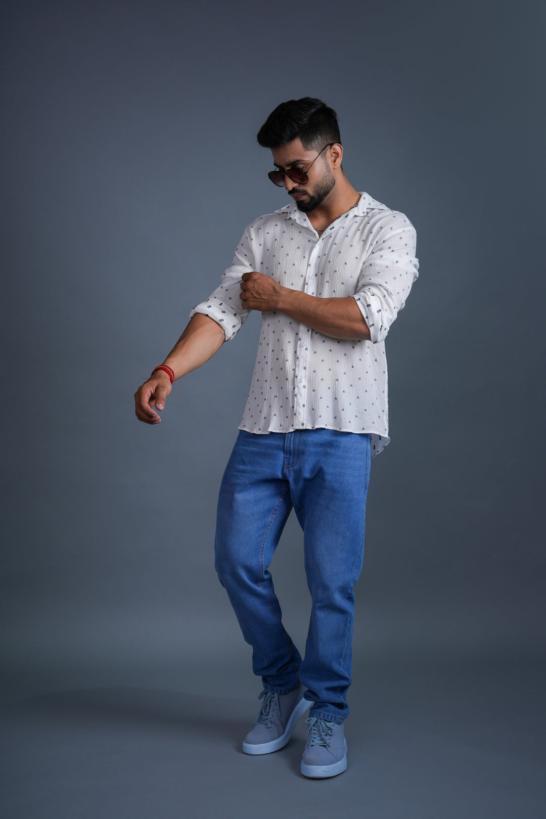 Textured White Casual Shirt