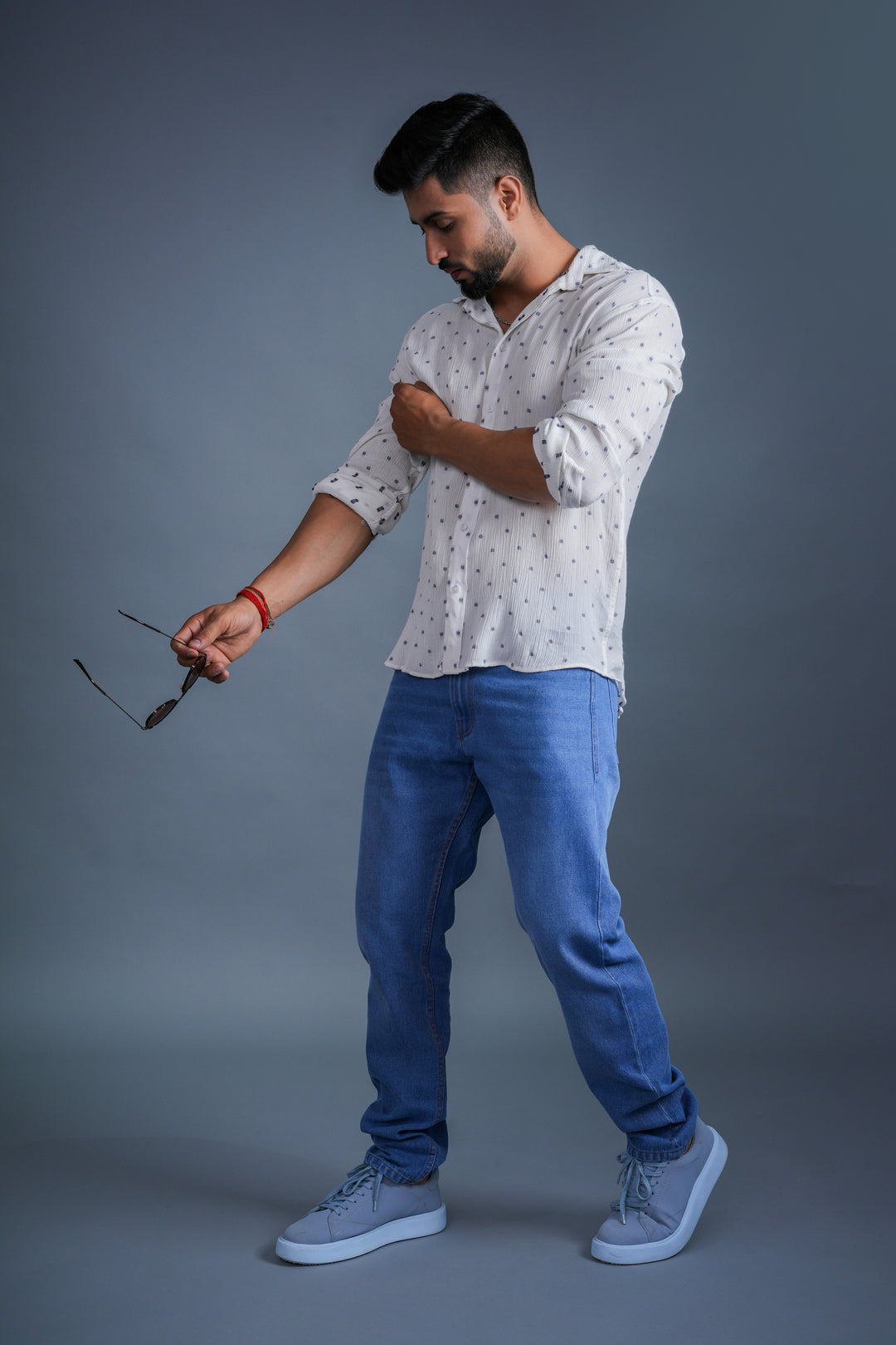 Textured White Casual Shirt