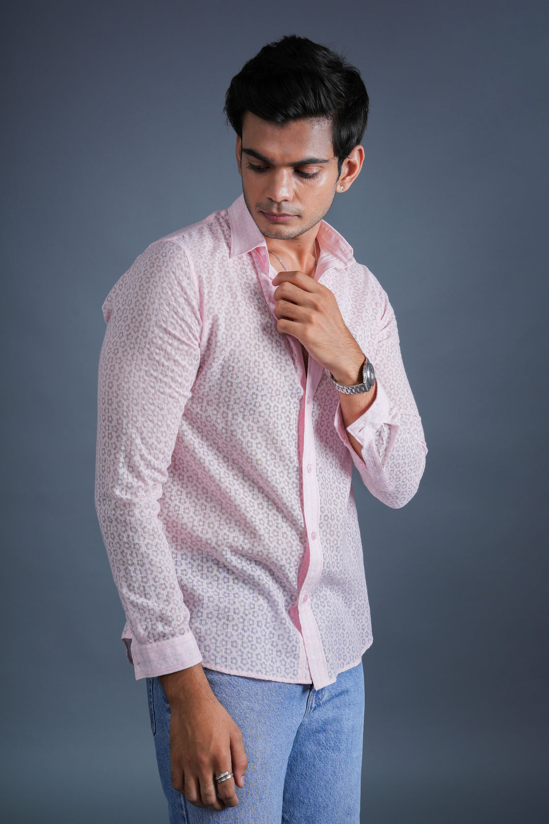 Blush Geo Micro-Print Shirt