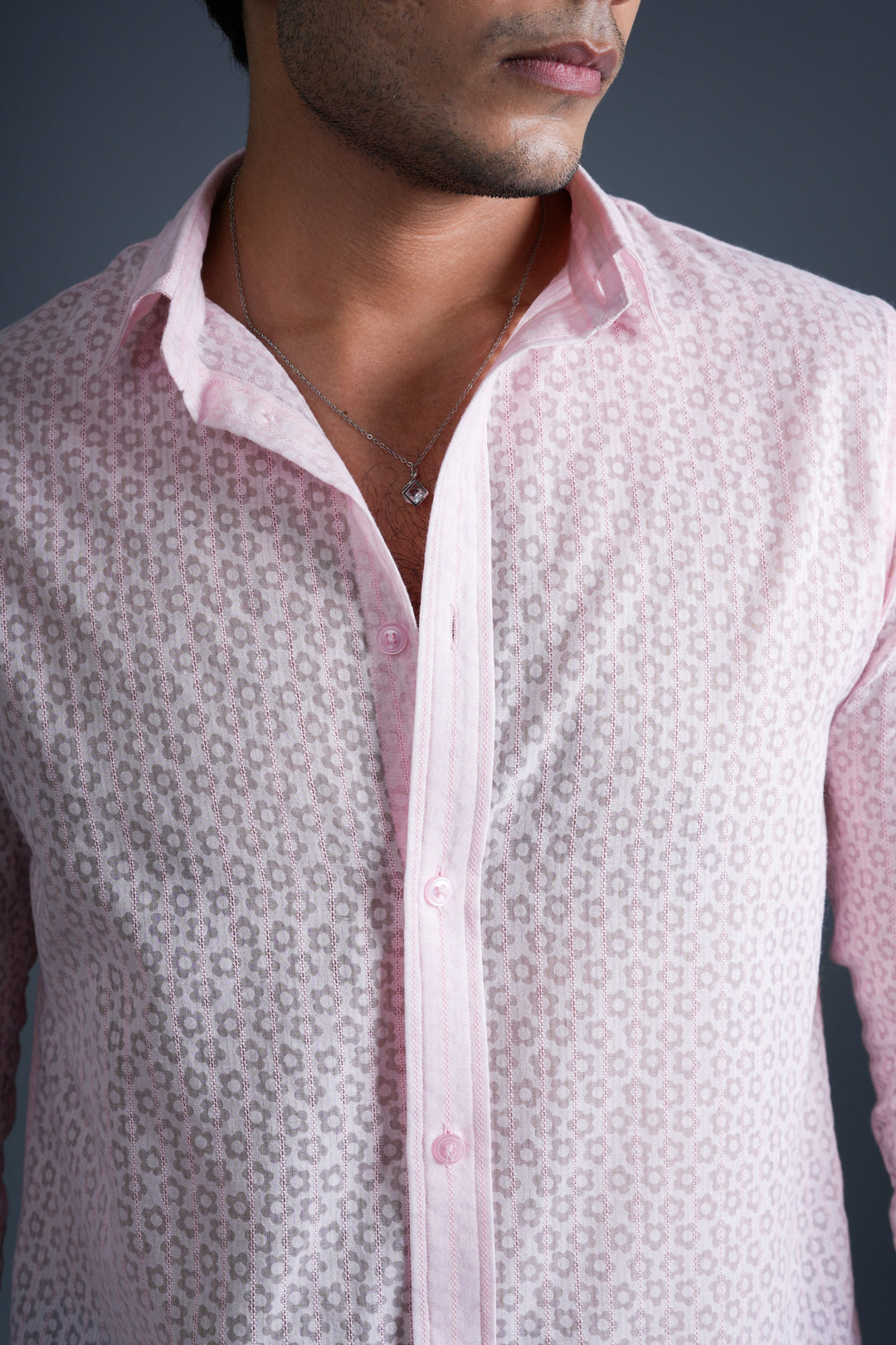 Blush Geo Micro-Print Shirt