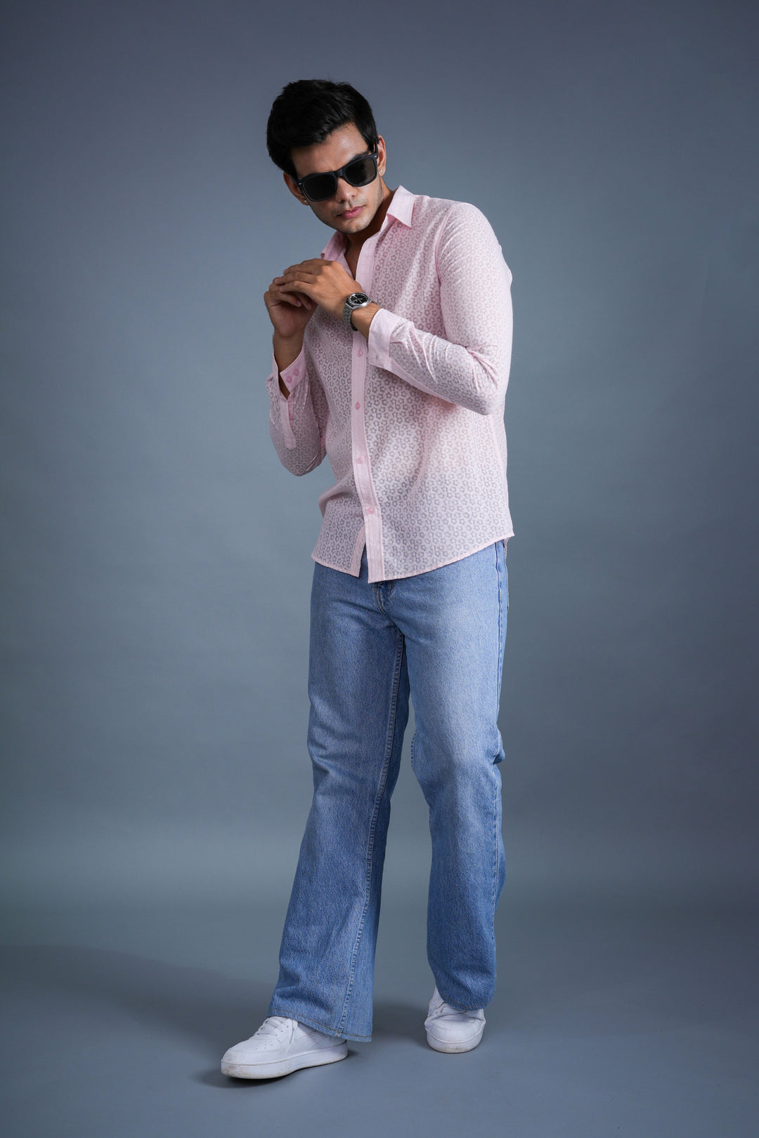 Blush Geo Micro-Print Shirt