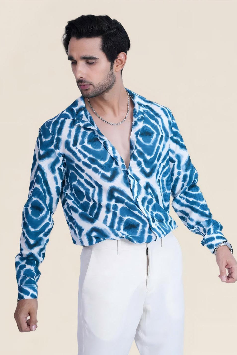 Azure Wave Printed Shirt