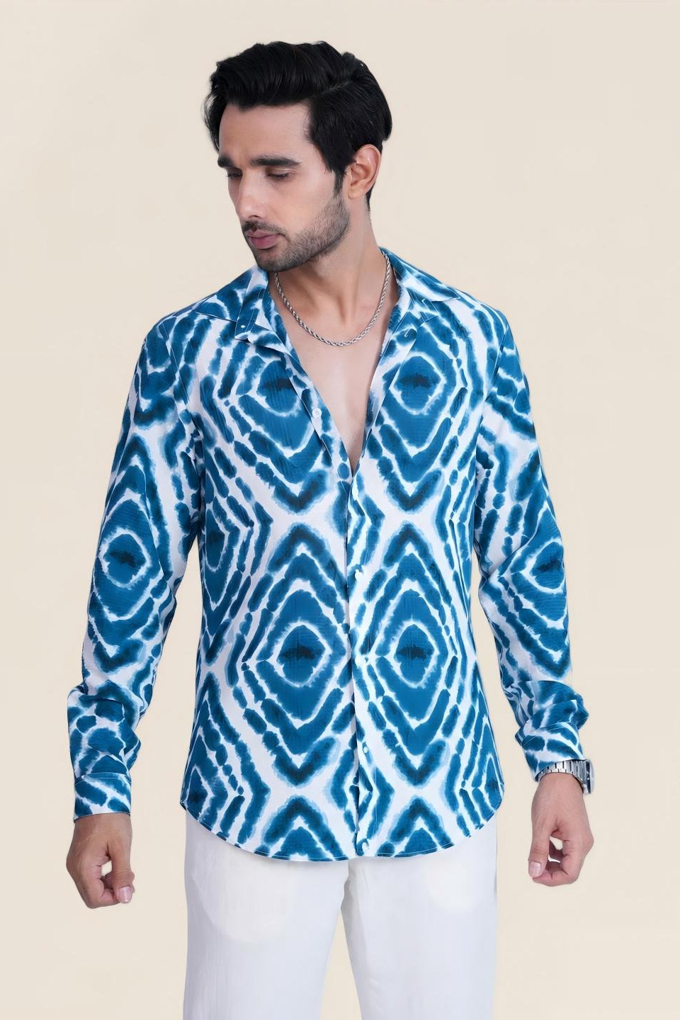 Azure Wave Printed Shirt
