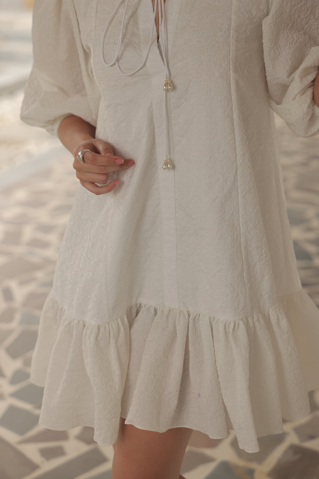 Ivory Whisper Tiered Mini Dress