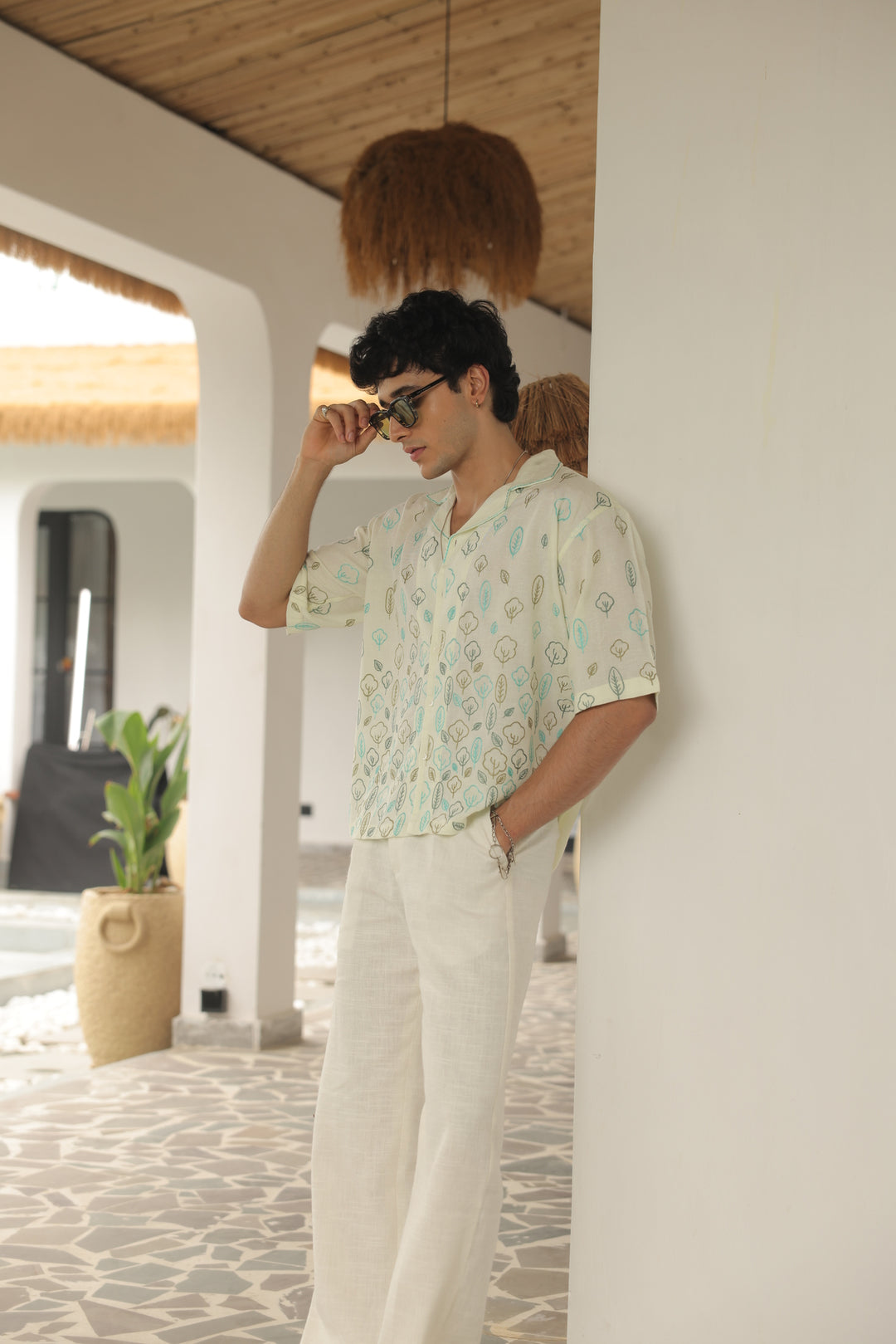Mint Yellow Embroidered Shirt