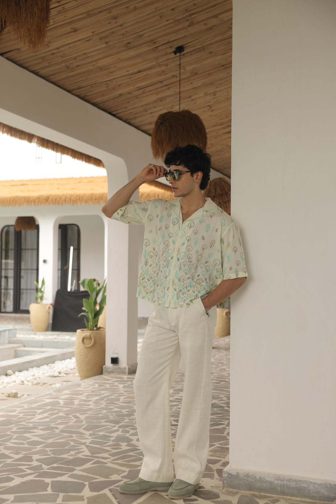 Mint Yellow Embroidered Shirt