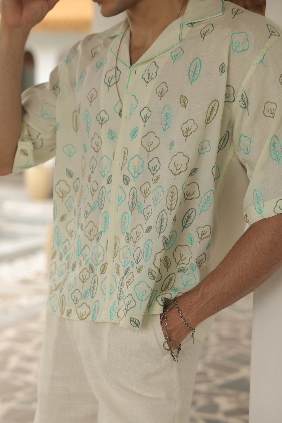 Mint Yellow Embroidered Shirt