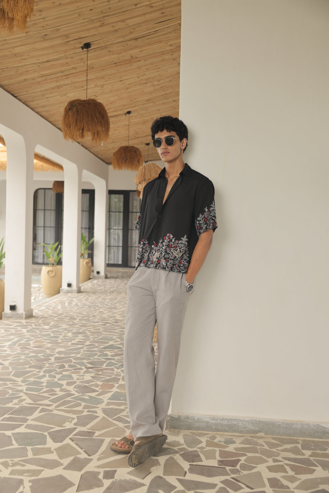 Midnight Aviary Embroidered Shirt