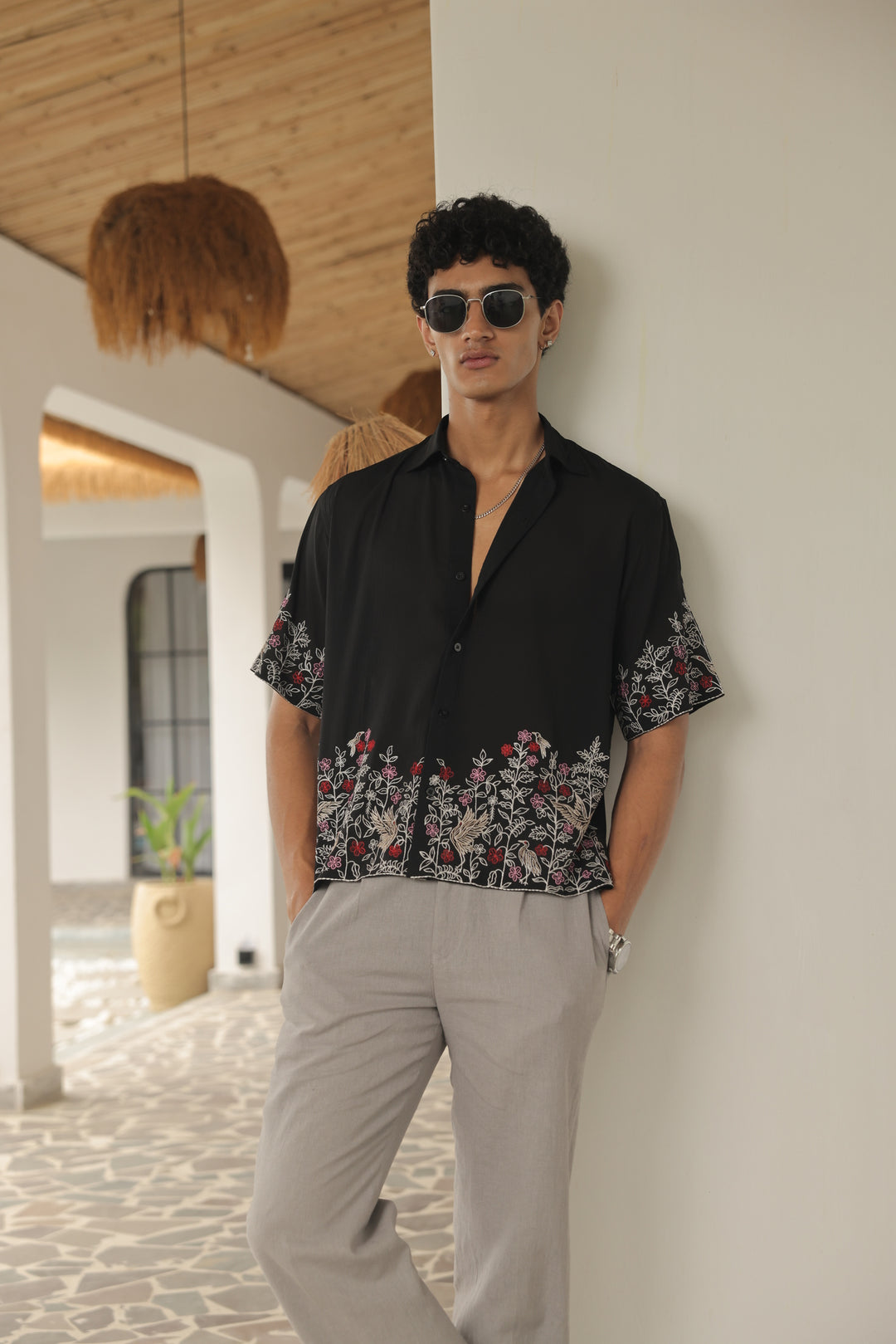 Midnight Aviary Embroidered Shirt