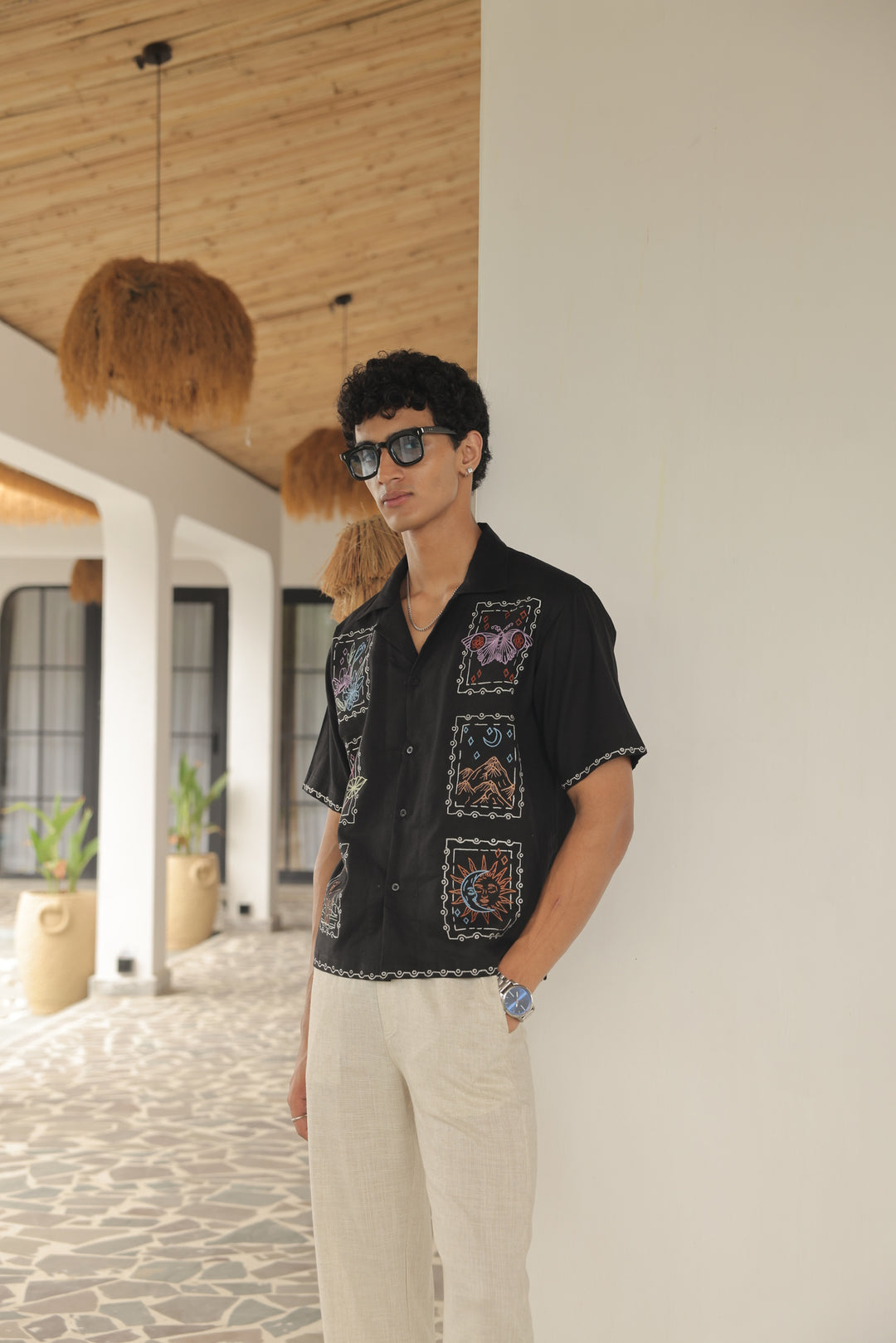 Cosmic Postcards Embroidered Shirt