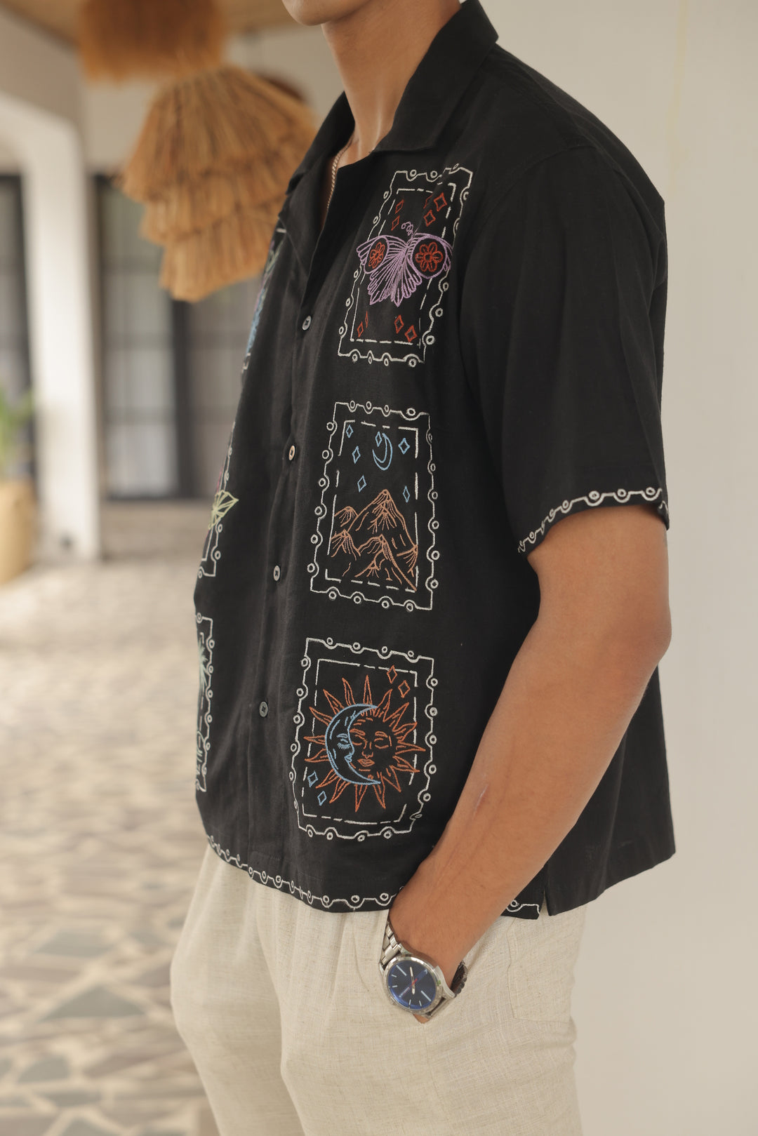 Cosmic Postcards Embroidered Shirt
