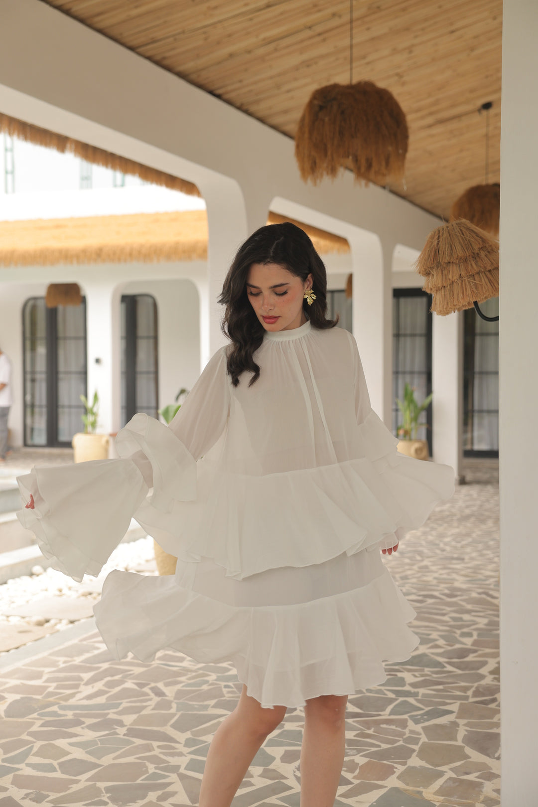 Ivory Whisper Tiered Ruffle Dress