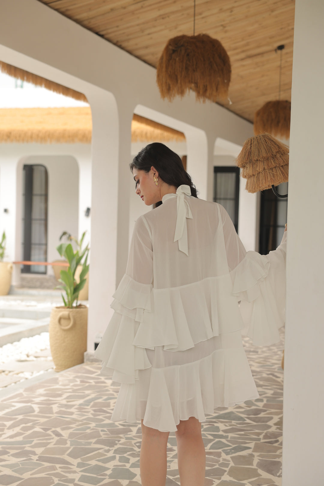 Ivory Whisper Tiered Ruffle Dress