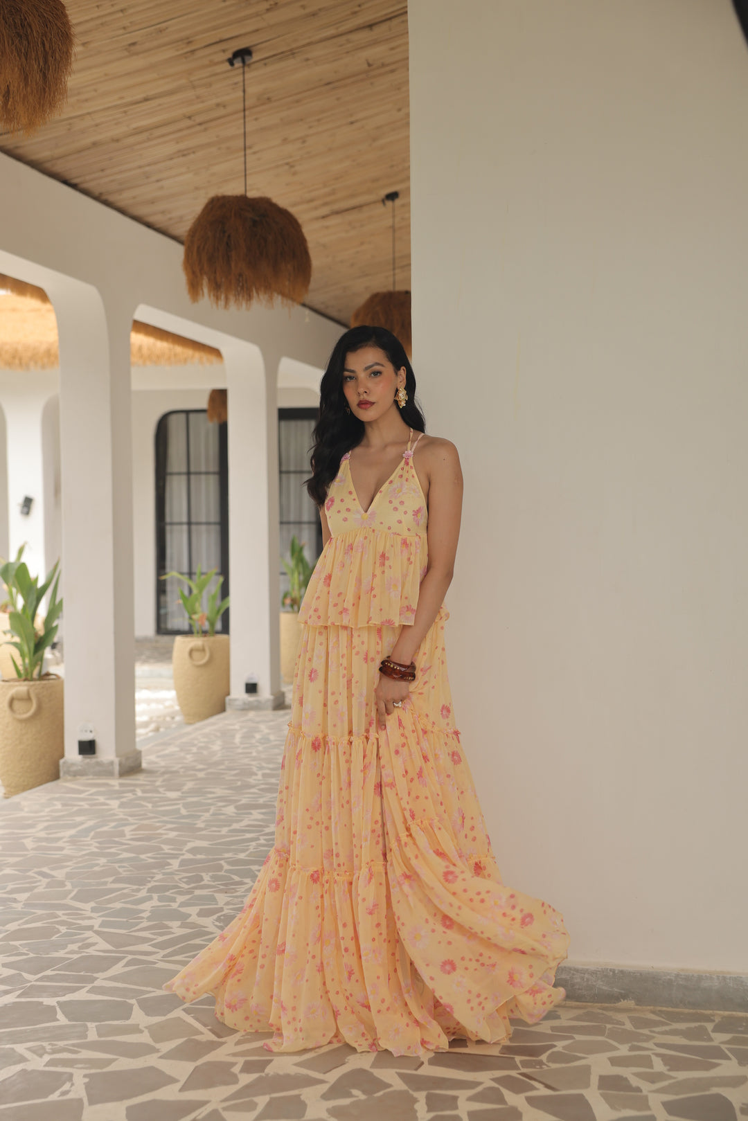 Sunlit Daisy Tiered Maxi Dress