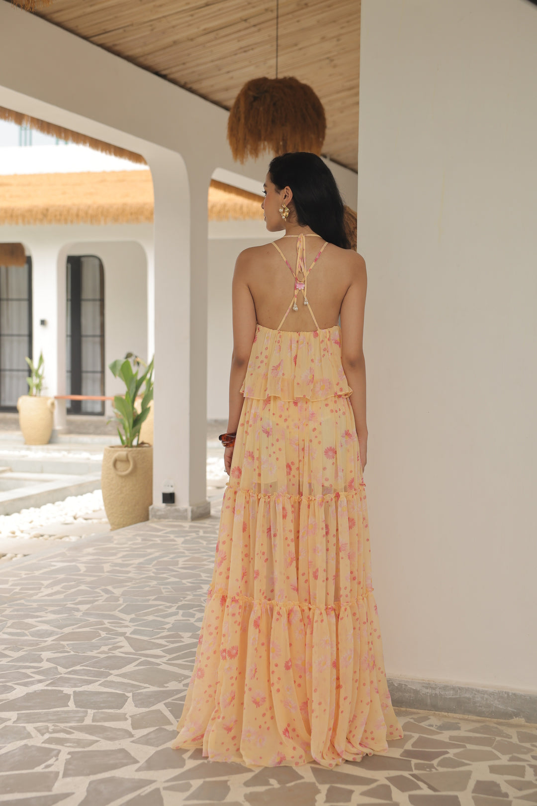 Sunlit Daisy Tiered Maxi Dress