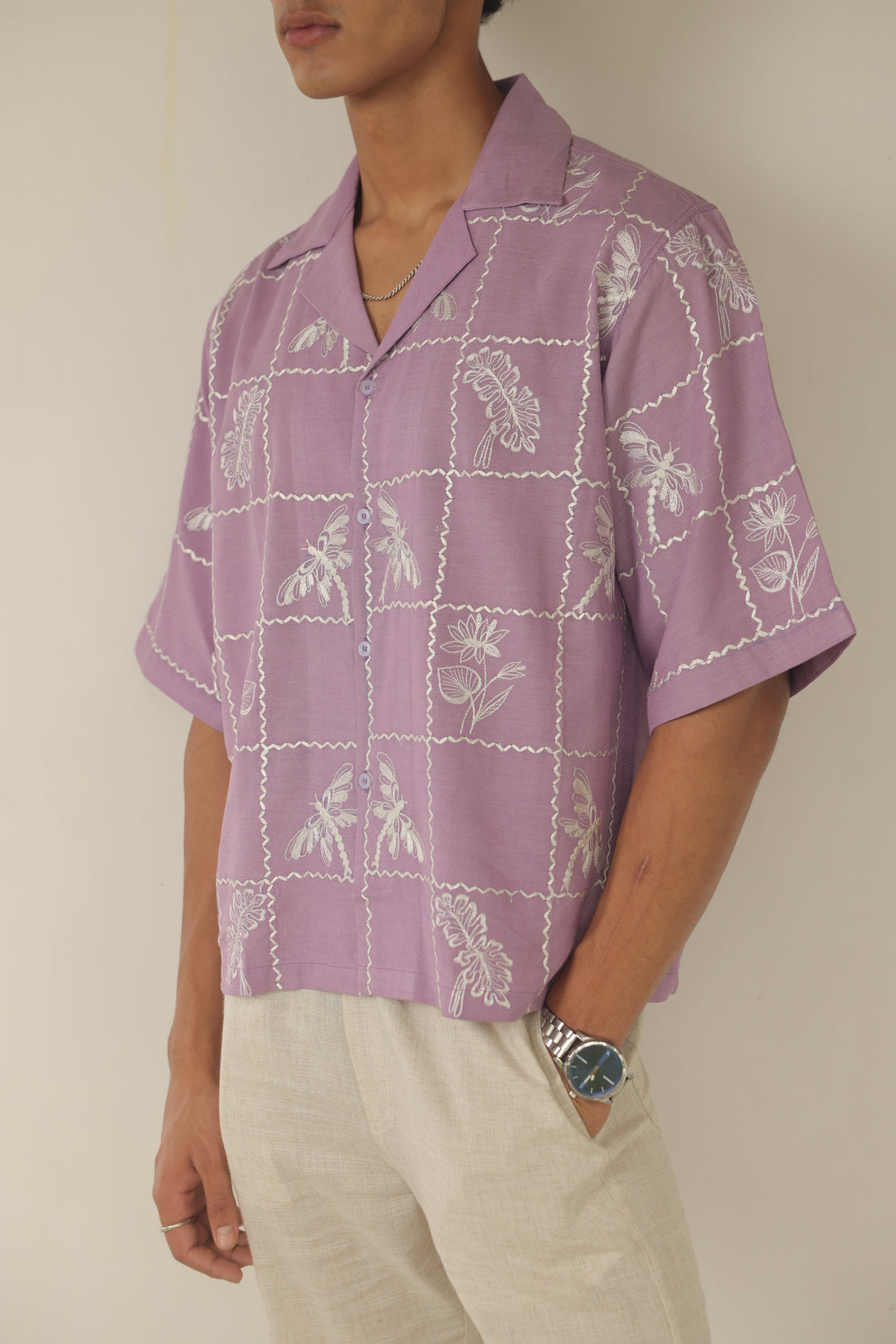 Lavender Garden Embroidered Shirt