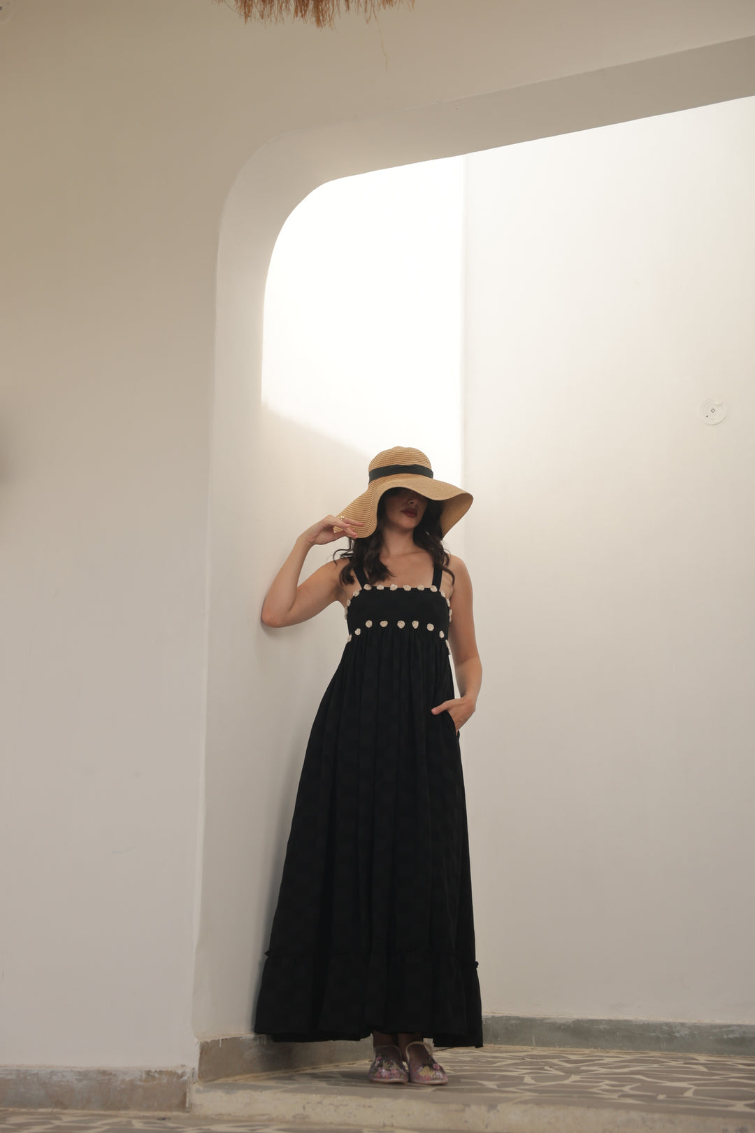 Midnight Rosette Maxi Dress