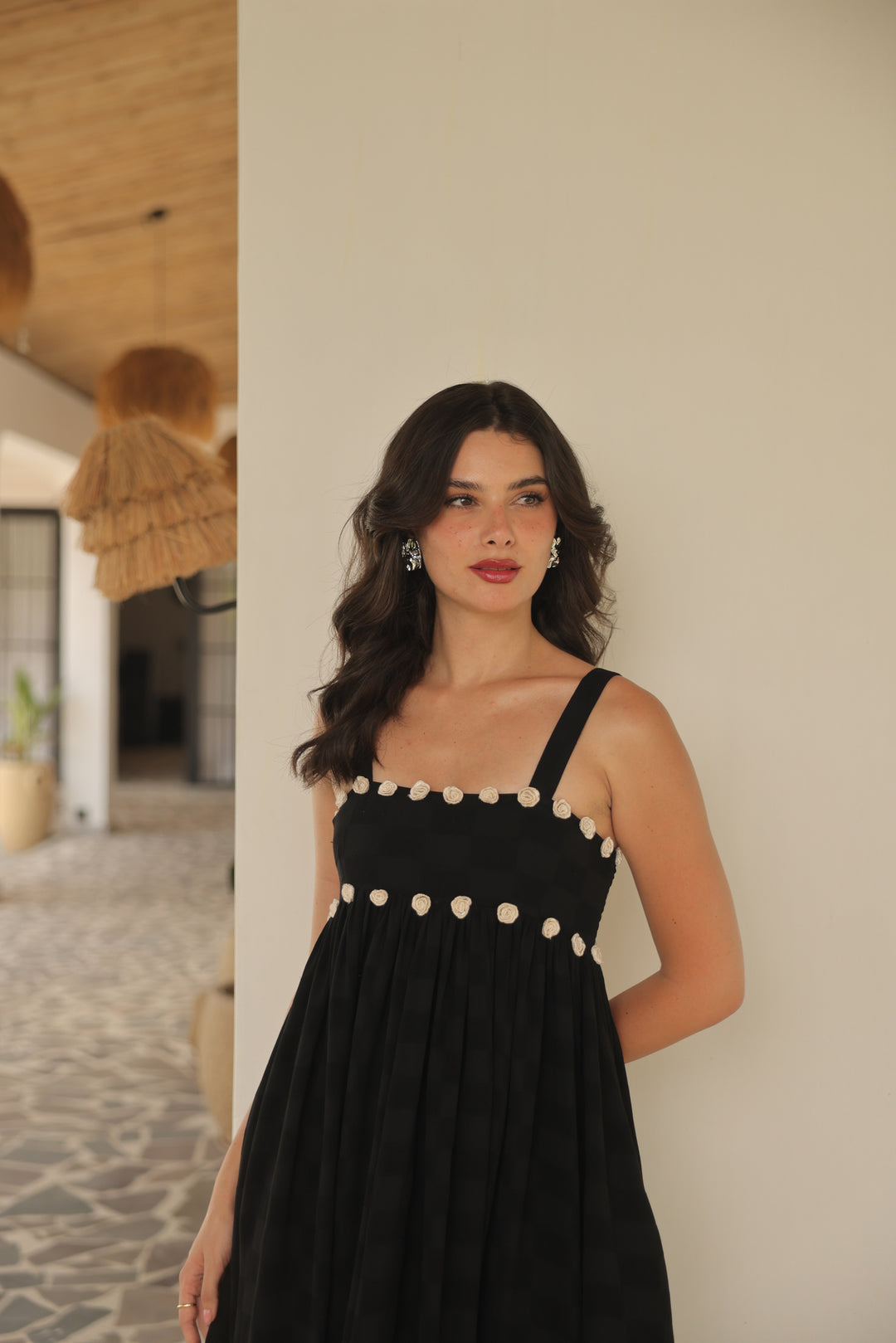 Midnight Rosette Maxi Dress