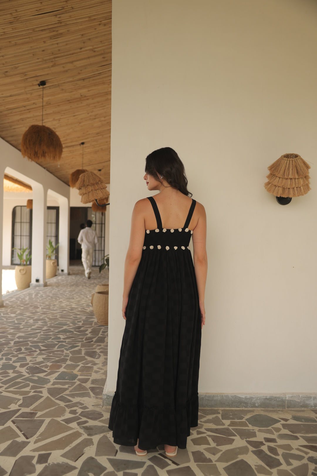 Midnight Rosette Maxi Dress