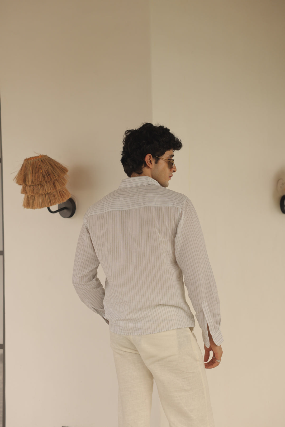 Ivory Pinstripe Short Shirt