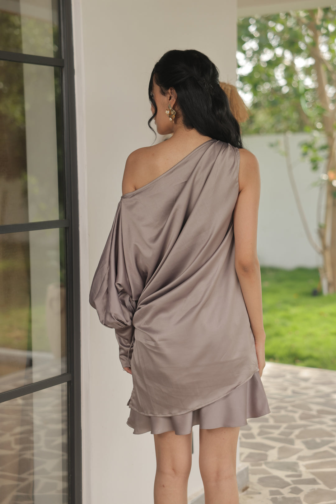 Satin Whisper Asymmetric Mini